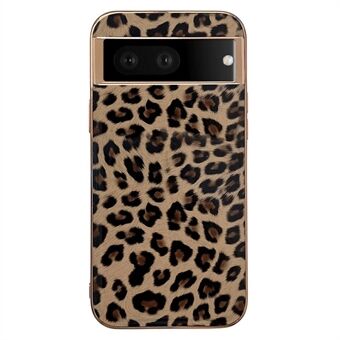 Leopard Patroon Telefoonhoesje voor Google Pixel 6a Anti-Val Schokbestendige Cover Electroplating TPU+PU Leren Telefoonhoesje