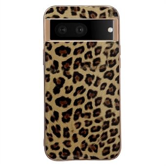 Electroplating Anti-Val Phonecase voor Google Pixel 7 5G TPU+PU Leder Schokbestendige Case Luipaardpatroon Telefoonhoesje