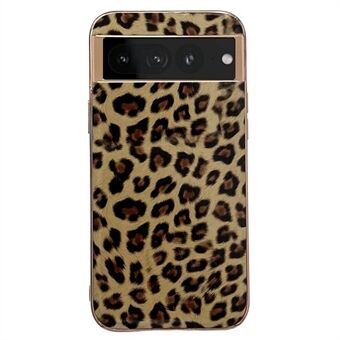 Schokbestendige Electroplating-hoes voor Google Pixel 7 Pro 5G Telefoonhoesje met luipaardpatroon Anti-val TPU+PU Leren Telefoonbeschermer