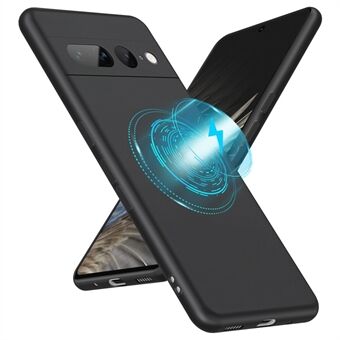 Vloeibare serie voor Google Pixel 7 Pro 5G Slanke zachte TPU-magneetkoffer Anti-val lens camerabeschermhoes - Zwart