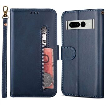 Voor Google Pixel 7 Pro 5G Ritszak Kalfleertextuur PU Leren Telefoonhoesje Opvouwbare Stand Portemonnee Schokbestendige Cover