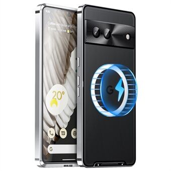 Voor Google Pixel 7 5G valbestendige magnetische adsorptie matte telefoonhoes TPU achterkant + metalen rand geïntegreerde lensbeschermingshoes.