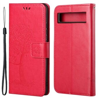 Voor Google Pixel 7a Bedrukte Uil Boompatroon PU Lederen Stand Case Valbestendige Telefoonportemonnee
