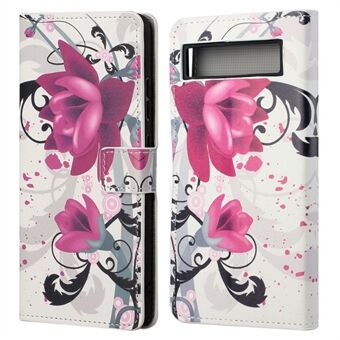 Voor Google Pixel 7a Patroon Printen PU Leren Portemonnee Hoesje met Staander Magnetische Sluiting Beschermhoes voor Telefoon.