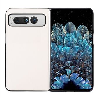 Voor de Google Pixel Fold Litchi Textuur PU Lederen Gecoate Harde PC Case Anti-kras Mobiele Telefoon Achterkant Hoesje