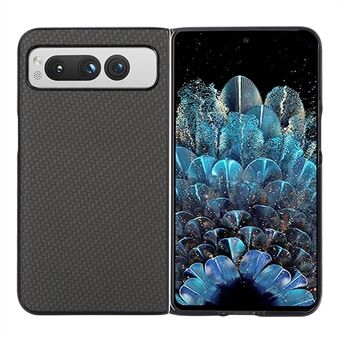 Voor Google Pixel Fold Carbon Fiber-textuur PU-lederen gecoate hard pc-hoesje, anti-vingerafdrukken valbestendige telefoonhoes