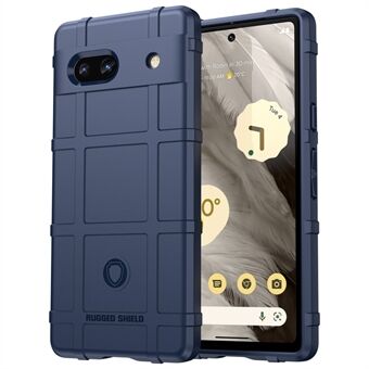 Voor de Google Pixel 7a telefoonhoes Rugged Square Grid Texture Drop Protection Soft TPU Back Cover.