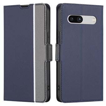 Voor Google Pixel 7A PU lederen telefoonhoesje met dubbele magnetische sluiting, twill textuur, standaard, kaarthouder en volledige bescherming, slank telefoonhoesje.