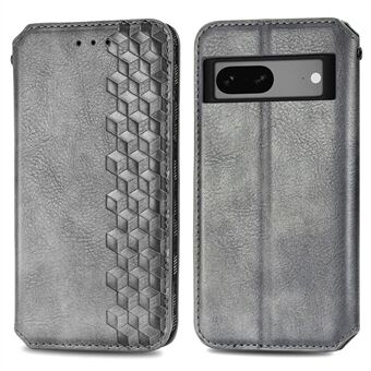 Leren telefoonhoesje met flipontwerp voor Google Pixel 7a, magnetische auto-absorptie, bedrukte ruittextuur, schokbestendige telefoonhoes met standaard en portemonnee.