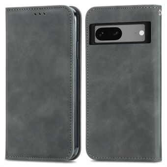 Voor de Google Pixel 7a Magnetische Absorptie Retro PU Leren Anti-val Telefoonhoesje met kaartsleuven Huid-aanrakend Gevoel Flip Telefoonhoesje met Standaard.