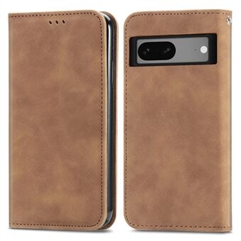 Voor Google Pixel 7a, Magnetische Absorptie Retro PU Leren Anti-val Telefoonhoesje met Kaartsleuven, Huidaanraking Flip Telefoonhoesje met Houder.