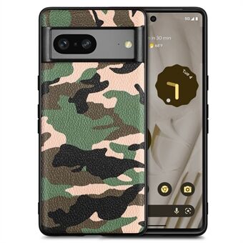 Voor de Google Pixel 7a 5G camouflage patroon telefoonhoesje PU leder gecoat PC+TPU mobielhoesje.