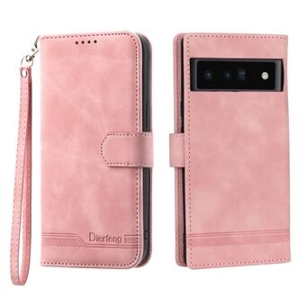 DIERFENG DF-03 Beschermhoes voor Google Pixel 6 Pro 5G, Anti-val Flip Wallet Cover Stand met Lijnafdrukken