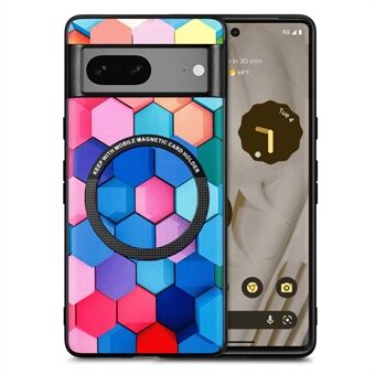 Voor Google Pixel 7 5G patroonafdrukmobiel hoesje, met PU-lederen coating, PC+TPU anti-kras cover met metalen ring.