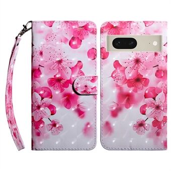 Voor de Google Pixel 7 5G PU lederen portemonnee standaard telefoonhoesje met 3D patroon print en anti-val bescherming.