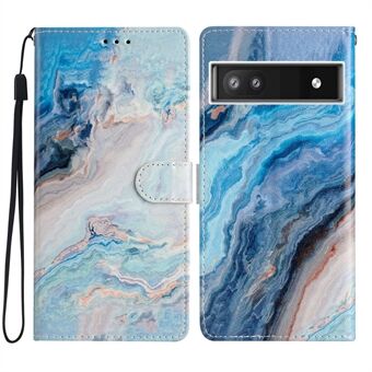 Voor de Google Pixel 6a Stand Wallet Telefoonhoesje met Patroonprint en Kunstleren Hoesje met Band.