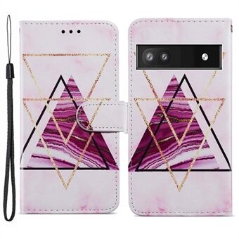 Voor de Google Pixel 6a Stand Wallet telefoonhoes met patroonprint van PU-leer en een bandje - Tri.