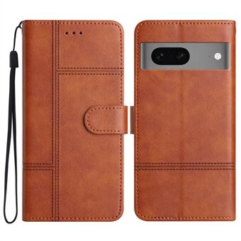 Voor de Google Pixel 7 5G PU Leren Portemonnee Stand Cover met lijn geperst koeienhuid textuur zakelijke telefoonhoes.