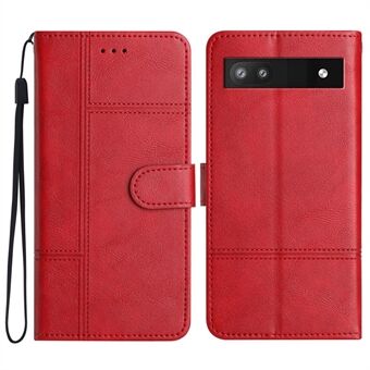 Voor de Google Pixel 6a Wallet Telefoonhoes Zakelijk PU Leren Hoesje met reliëf van koeienhuid textuur en standaardcover.