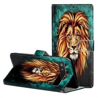 Voor Google Pixel 6a Patroonafdrukken PU Leren Telefoonhoesje met Stand Flip Wallet Cover en Riem