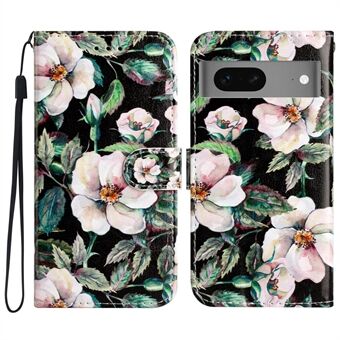 Voor de Google Pixel 7 5G PU lederen patroonprint telefoonhoesje portemonnee standaard schokbestendige cover met band.