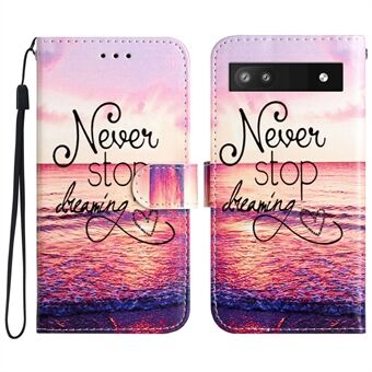 Voor Google Pixel 7a Portemonnee Telefoonhoes PU Lederen Patroon Printen Stand Cover met Strap