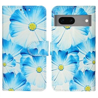 Voor de Google Pixel 7 5G-printleren hoes met patroon, anti-kras portemonnee telefoonhoes met standaard.