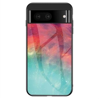Voor de Google Pixel 7a PC+TPU+Gehard Glas Achterkant Hoesje met Sterrenhemel Patroon en Anti-val bescherming voor de telefoon.