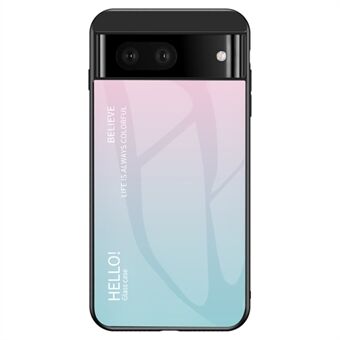 Voor Google Pixel 7a Gehard Glas+PC+TPU Verloop Telefoonhoes Anti-val Cover