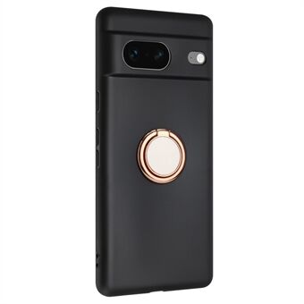 Voor Google Pixel 7 5G Matte Shell TPU hoesje met spiegelachtige ring standaard.