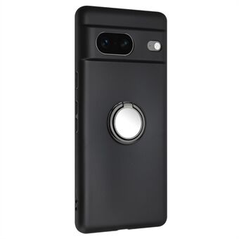 Voor de Google Pixel 7 5G Matte Shell TPU Cover Telefoonhoesje met spiegelachtige ringstandaard.