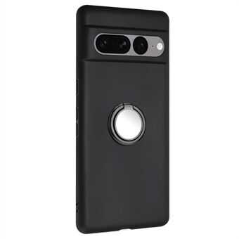 Voor Google Pixel 7 Pro 5G Achterkant Beschermer TPU Hoesje met Ring Kickstand Matte Shell