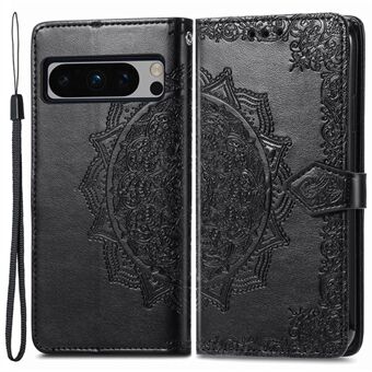 Voor Google Pixel 8 Pro Anti-Stof PU Leren Stand Wallet Met Geëmboste Mandala Patroon Cover.