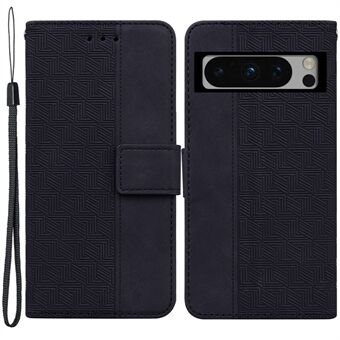 Voor Google Pixel 8 Pro Leren Telefoonhoesje met Geometrisch Patroon, Gedrukt Standaard Portemonnee Hoesje