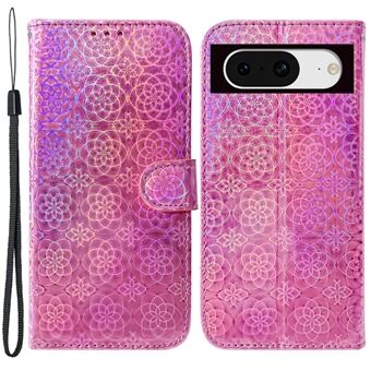 Voor de Google Pixel 8 portemonnee telefoonhoes Dazzling Flower Pattern Stand Shockproof PU Leren telefoonhoesje