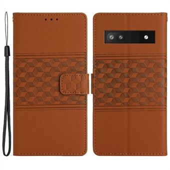 Geprinte Ruitleren Hoes voor Google Pixel 7a, Anti-val Telefoonstandaard Portemonneehoes