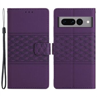 Stand Wallet Telefoonhoesje voor Google Pixel 7 Pro 5G, PU Leren Gedrukte Rhombus Beschermhoes.