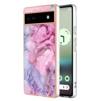 YB IMD-serie-16 Stijl E voor Google Pixel 6a IMD Marmeren Patroon Telefoonhoesje 2.0 mm Anti-val TPU Cover