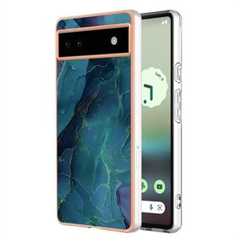 YB IMD-serie-16-stijl E voor Google Pixel 6a IMD Marmer patroon telefoonhoes 2.0 mm Anti-val TPU hoesje.