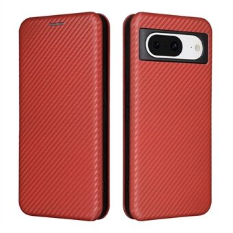 Voor Google Pixel 8 Carbon Fiber Texture Card Holder PU Leren Telefoonhoesje Flip Folio Stand Telefoonhoes