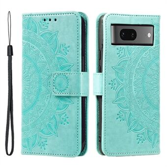 Leren telefoonhoesje voor Google Pixel 8, standaard portemonnee met mandala bloemenpatroon telefoonhoesje.