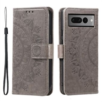 PU lederen portemonnee telefoonhoesje voor Google Pixel 8 Pro, Mandala bloemenpatroon met standaardcover.