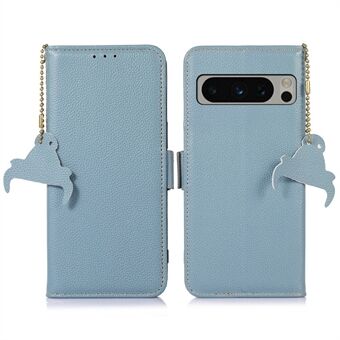 Voor de Google Pixel 8 Pro Echte Koeienleren Telefoonhoes met RFID-blokkerende Portemonnee en Standaard Telefoonhoes.