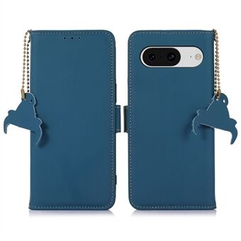 Voor Google Pixel 8 RFID-blokkerende portemonnee Echt koeienleer telefoonhoesje Schokbestendige standaardhoes