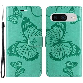 KT Imprinting Flower Series-2 Voor Google Pixel 8 PU Leren Portemonnee Hoesje Vlinderbloem Bedrukte Stand Telefoonhoes
