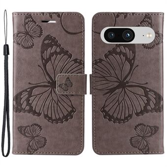 KT Imprinting Flower Series-2 voor Google Pixel 8 PU Leren Portemonnee Hoesje Vlinder Bloem Gedrukt Staand Telefoonhoesje.
