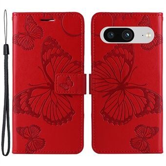 KT Imprinting Flower Series-2 voor Google Pixel 8 PU Leren Portemonnee Hoesje met Vlinderbloem opdruk en Standfunctie