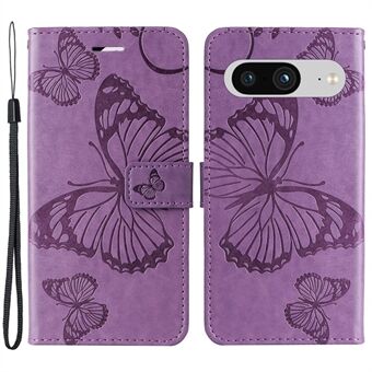 KT Imprinting Flower Series-2 voor Google Pixel 8 PU Leren Portemonnee Hoesje met Vlinder en Bloem Imprint Stand Fonetische Cover