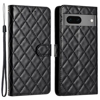 Voor Google Pixel 8 Stitching Line Rhombus Leather Phone Case Cell Phone Wallet Stand Cover.