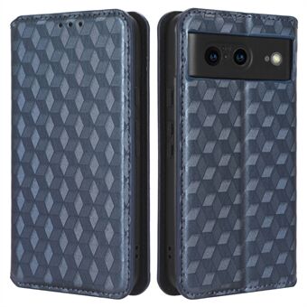 Voor Google Pixel 8 PU Leren Telefoonhoesje met Ruitvormig Patroon Portemonnee Stand Veilige Magnetische Cover